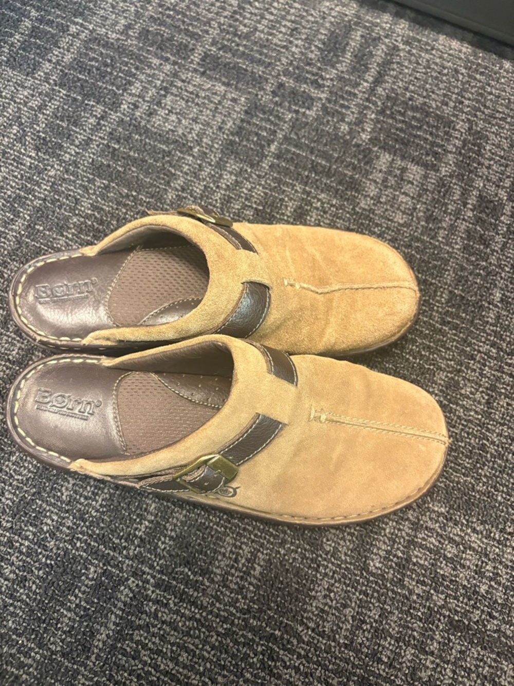 Børn tan suede mule clogs comfort shoes sz 8